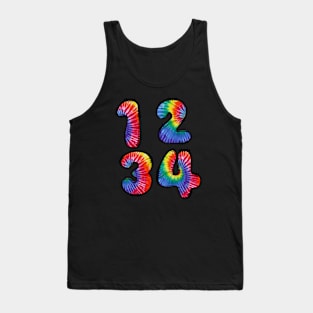 Colorful Numerals Tie Dye By Numbers Tank Top